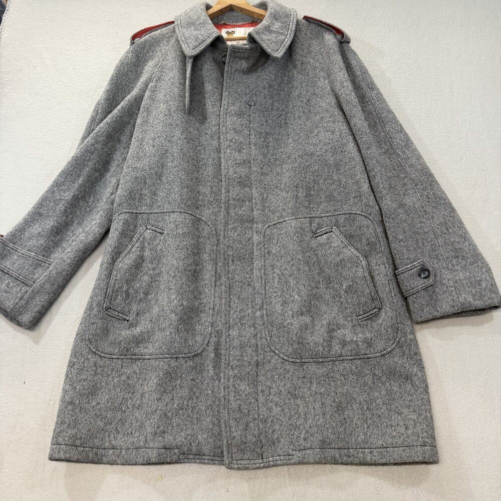 Vintage Lakeland Wool Overcoat Mens 42 Gray Military Style Overcoat USA Made